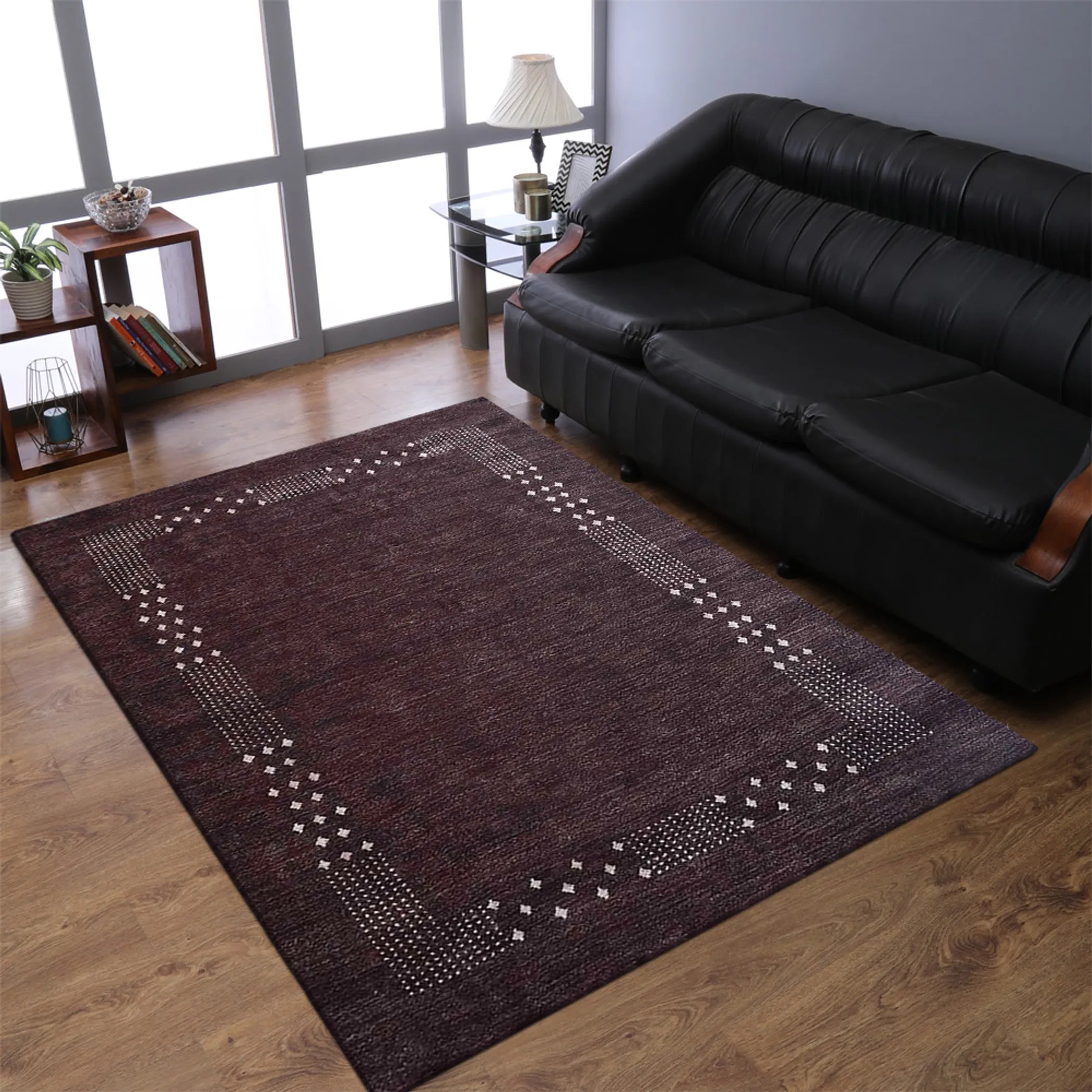 Rugsotic Carpets Hand Knotted Loom Silk Mix Area Rug Contemporary