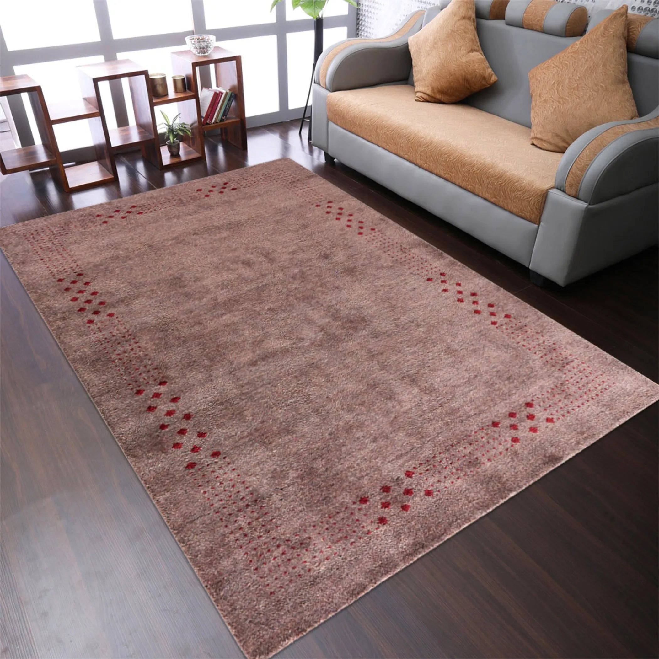 Rugsotic Carpets Hand Knotted Loom Silk Mix Area Rug Contemporary