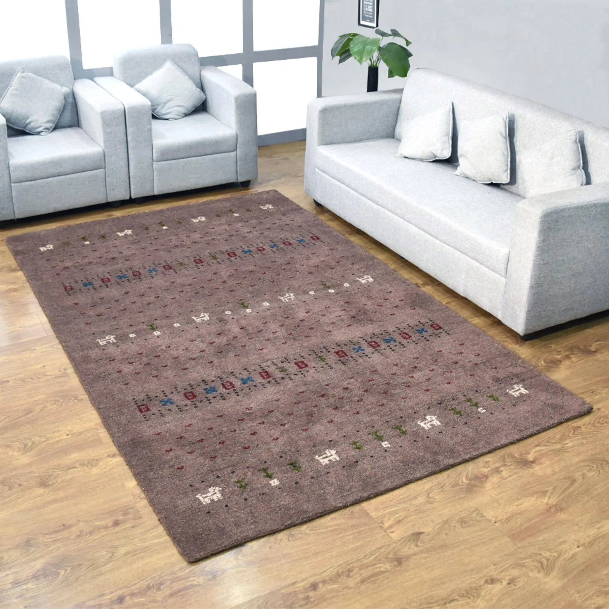 Rugsotic Carpets Hand Knotted Loom Silk Mix Area Rug Contemporary
