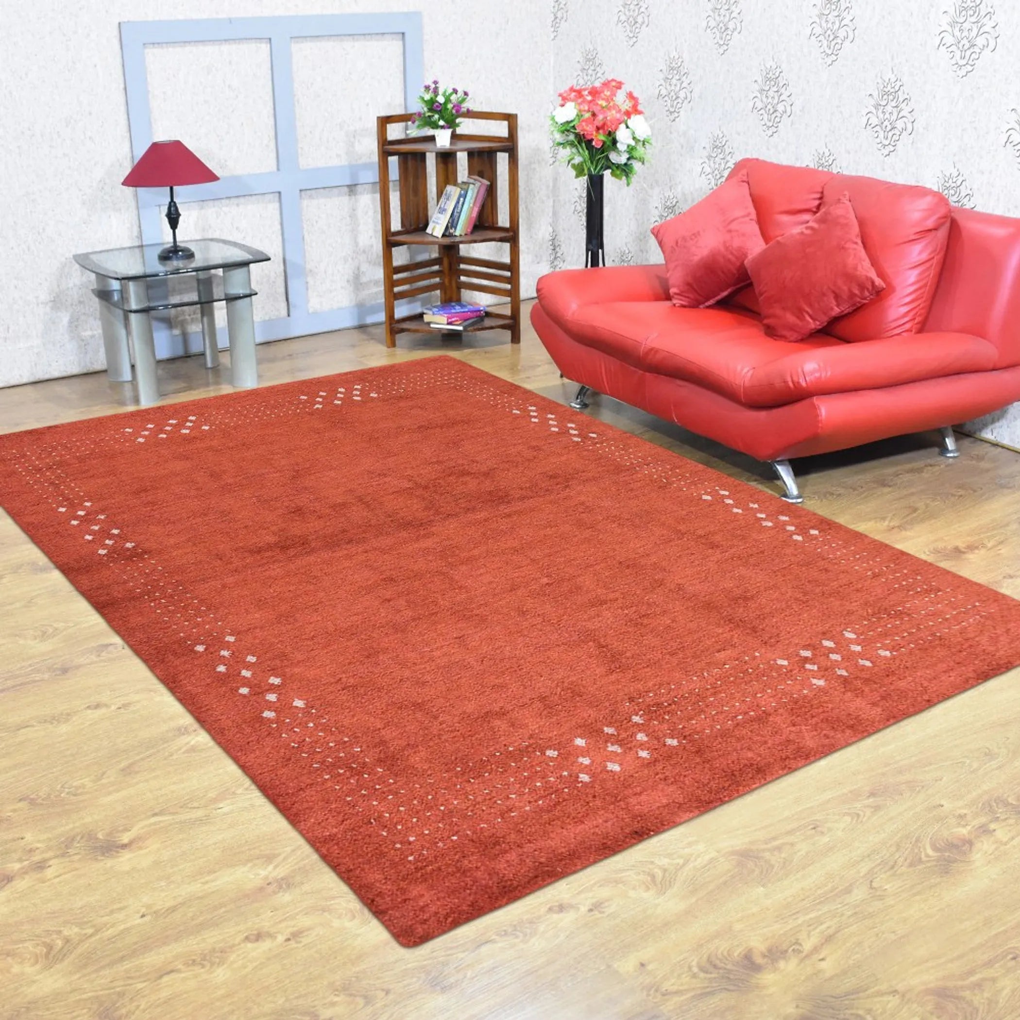 Rugsotic Carpets Hand Knotted Loom Silk Mix Area Rug Contemporary