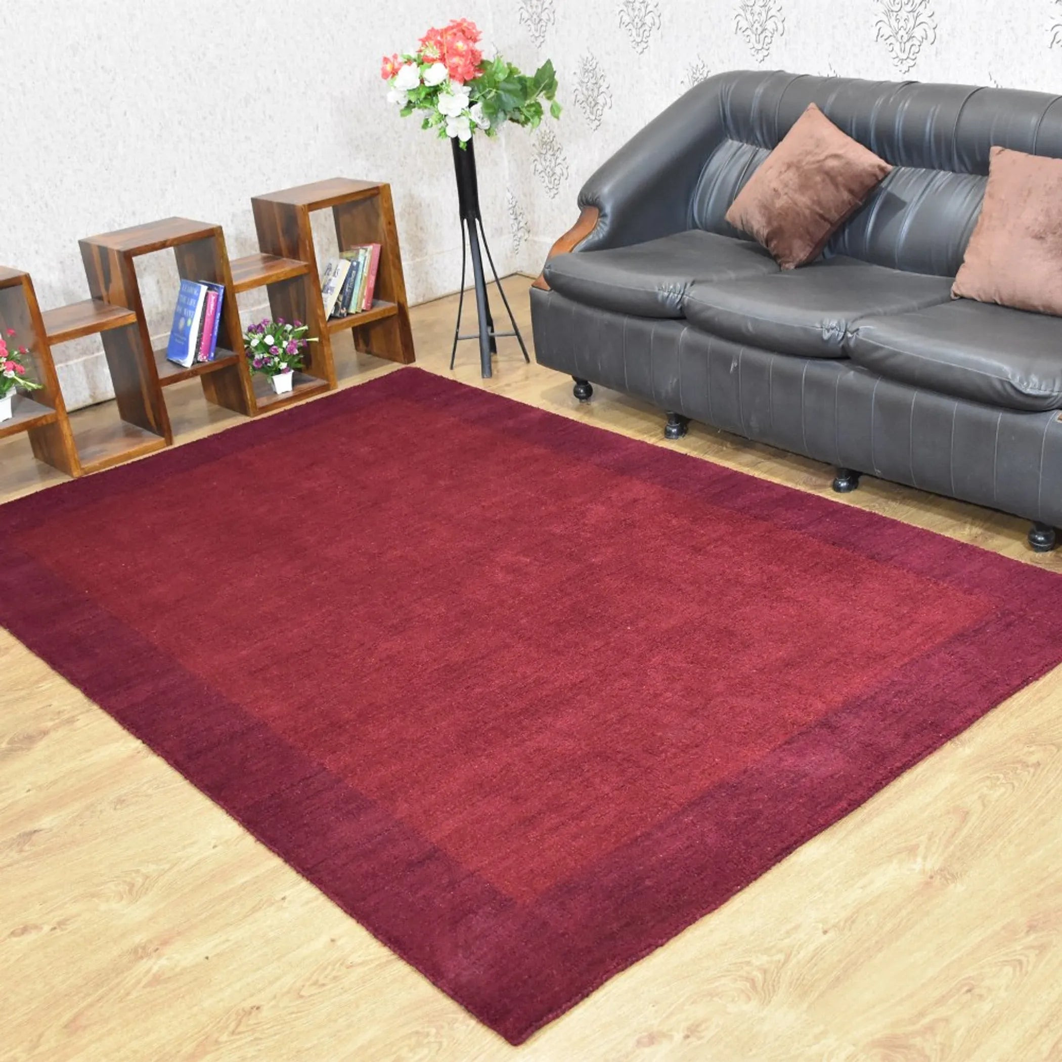 Rugsotic Carpets Hand Knotted Loom Silk Mix Area Rug Contemporary