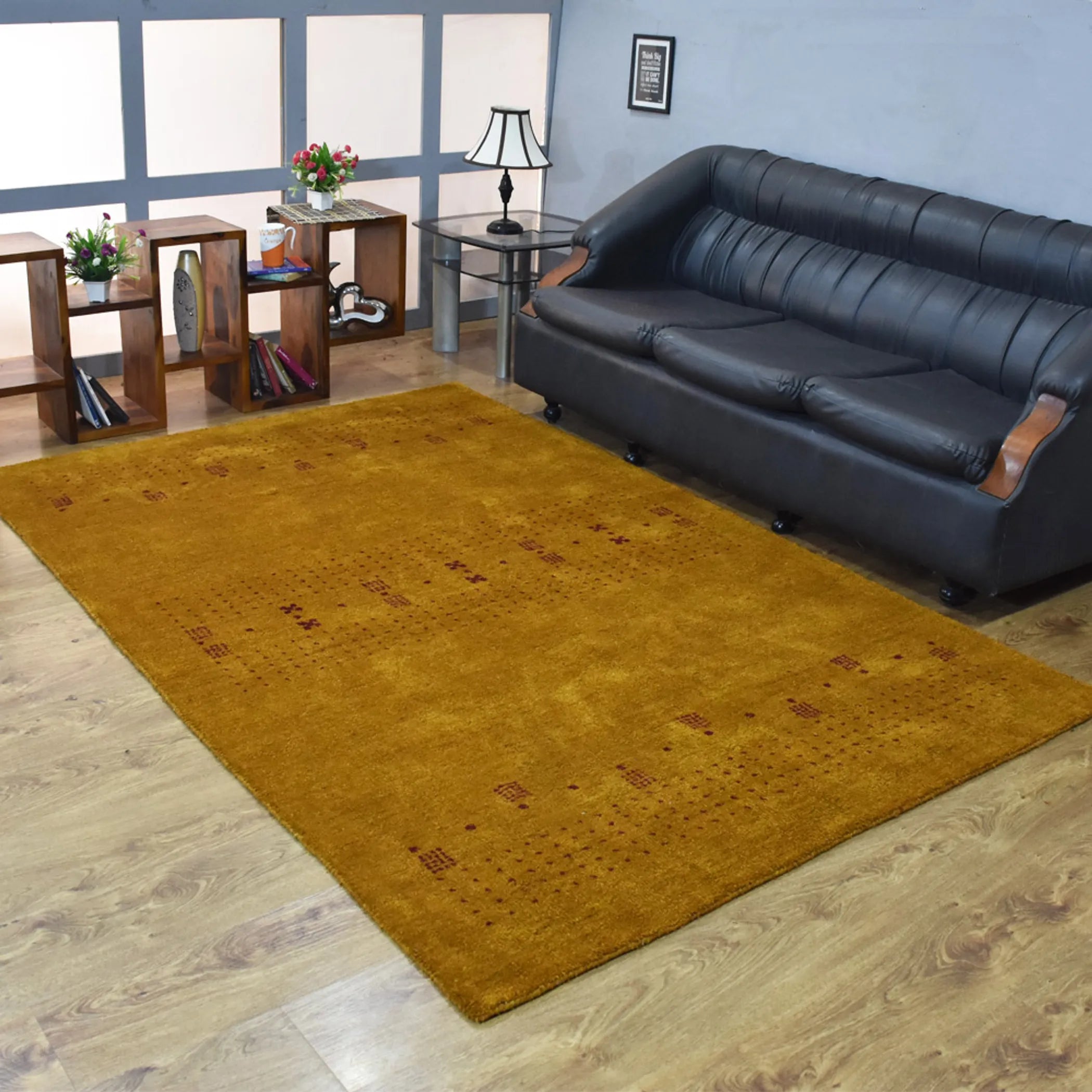 Rugsotic Carpets Hand Knotted Loom Silk Mix Area Rug Contemporary