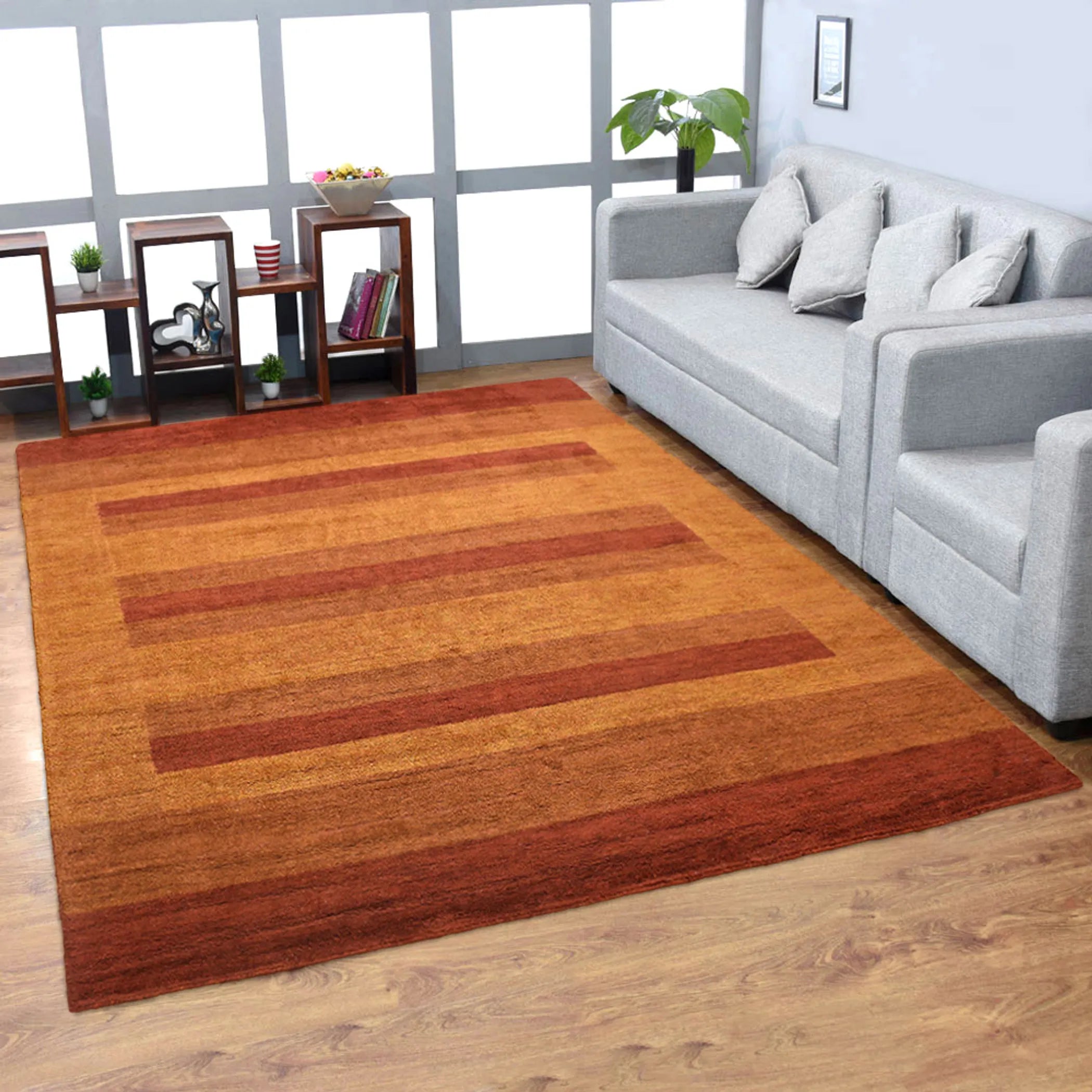 Rugsotic Carpets Hand Knotted Loom Silk Mix Area Rug Contemporary