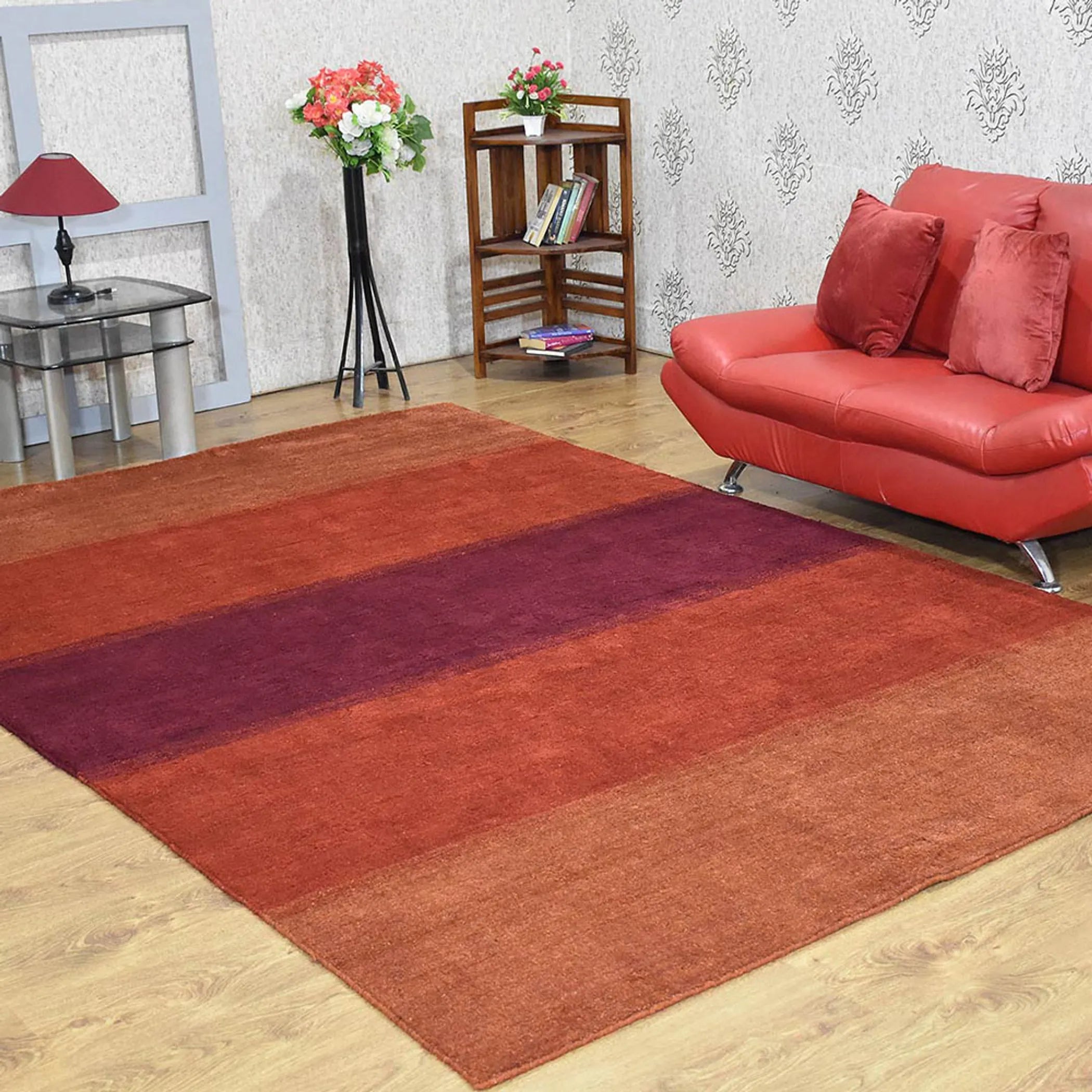 Rugsotic Carpets Hand Knotted Loom Silk Mix Area Rug Contemporary