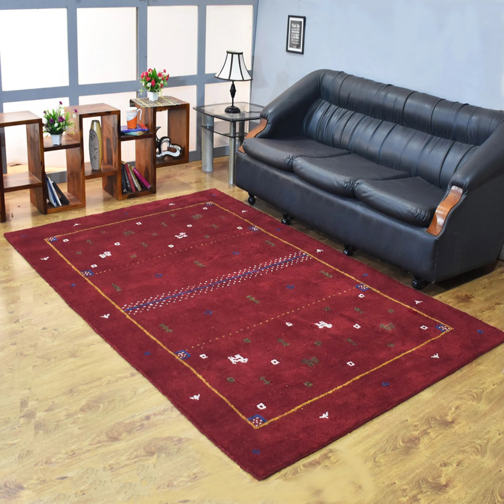 Rugsotic Carpets Hand Knotted Loom Silk Mix Area Rug Contemporary