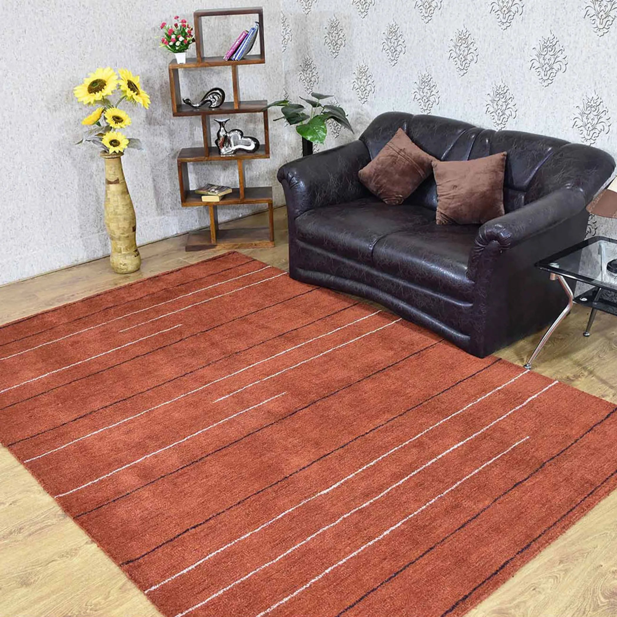 Rugsotic Carpets Hand Knotted Loom Silk Mix Area Rug Contemporary