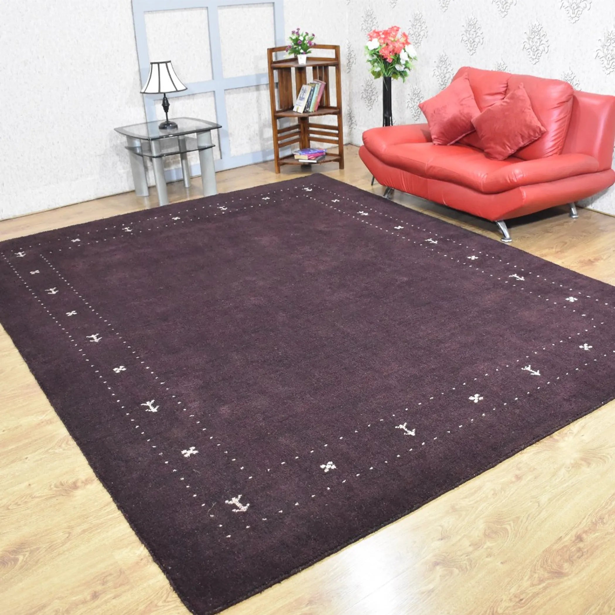 Rugsotic Carpets Hand Knotted Loom Silk Mix Area Rug Contemporary