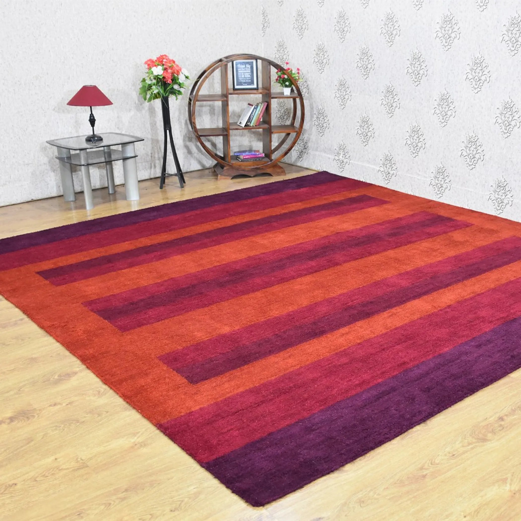 Rugsotic Carpets Hand Knotted Loom Silk Mix Area Rug Contemporary