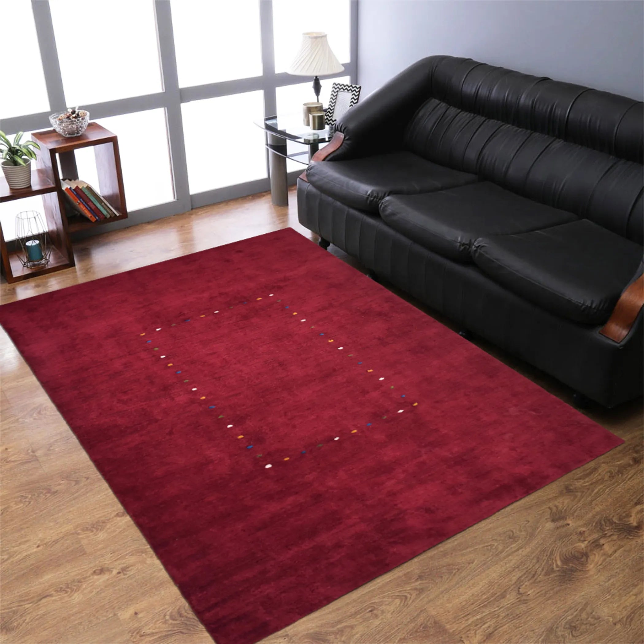 Rugsotic Carpets Hand Knotted Loom Silk Mix Area Rug Contemporary