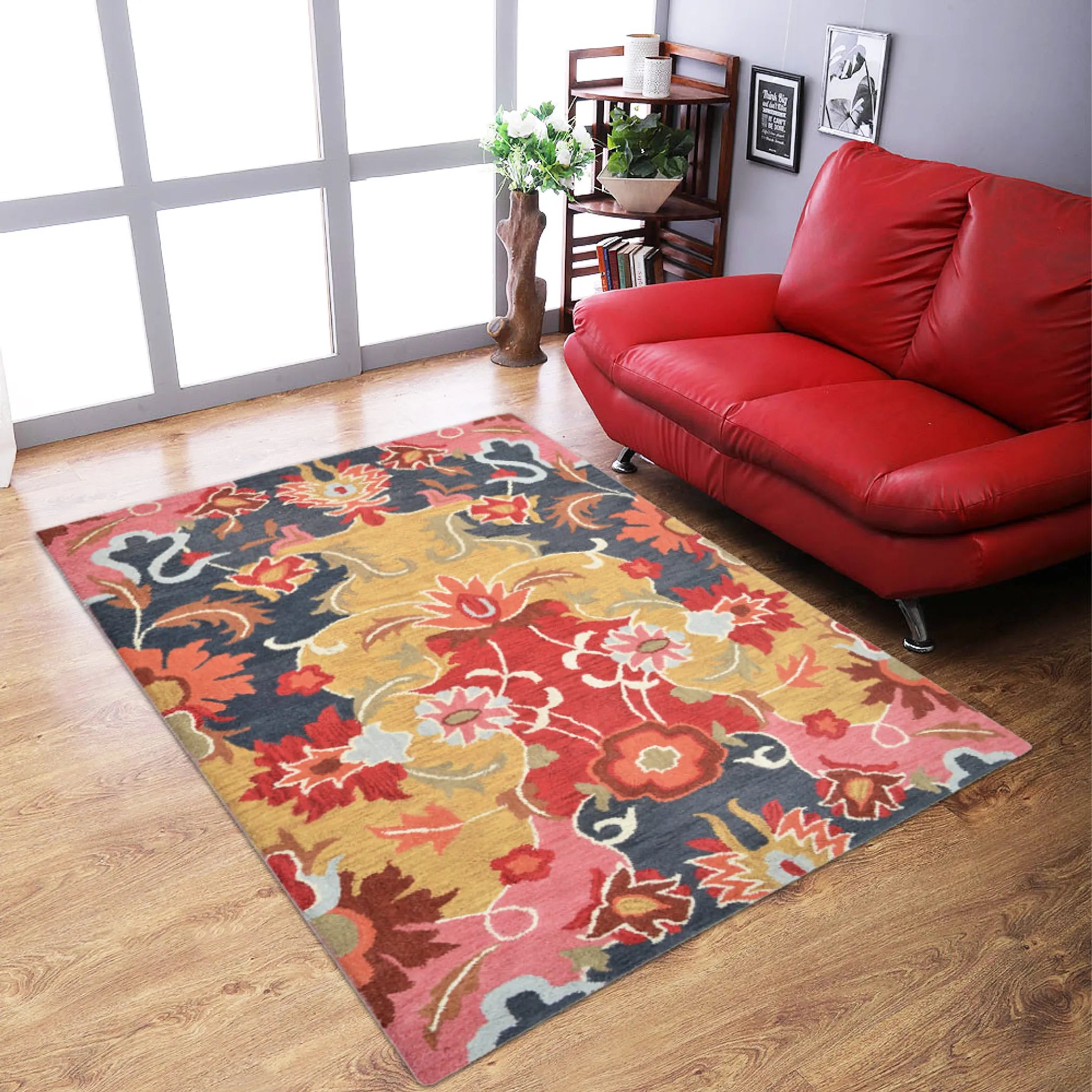 Rugsotic Carpets Hand Tufted Wool Area Rug Floral