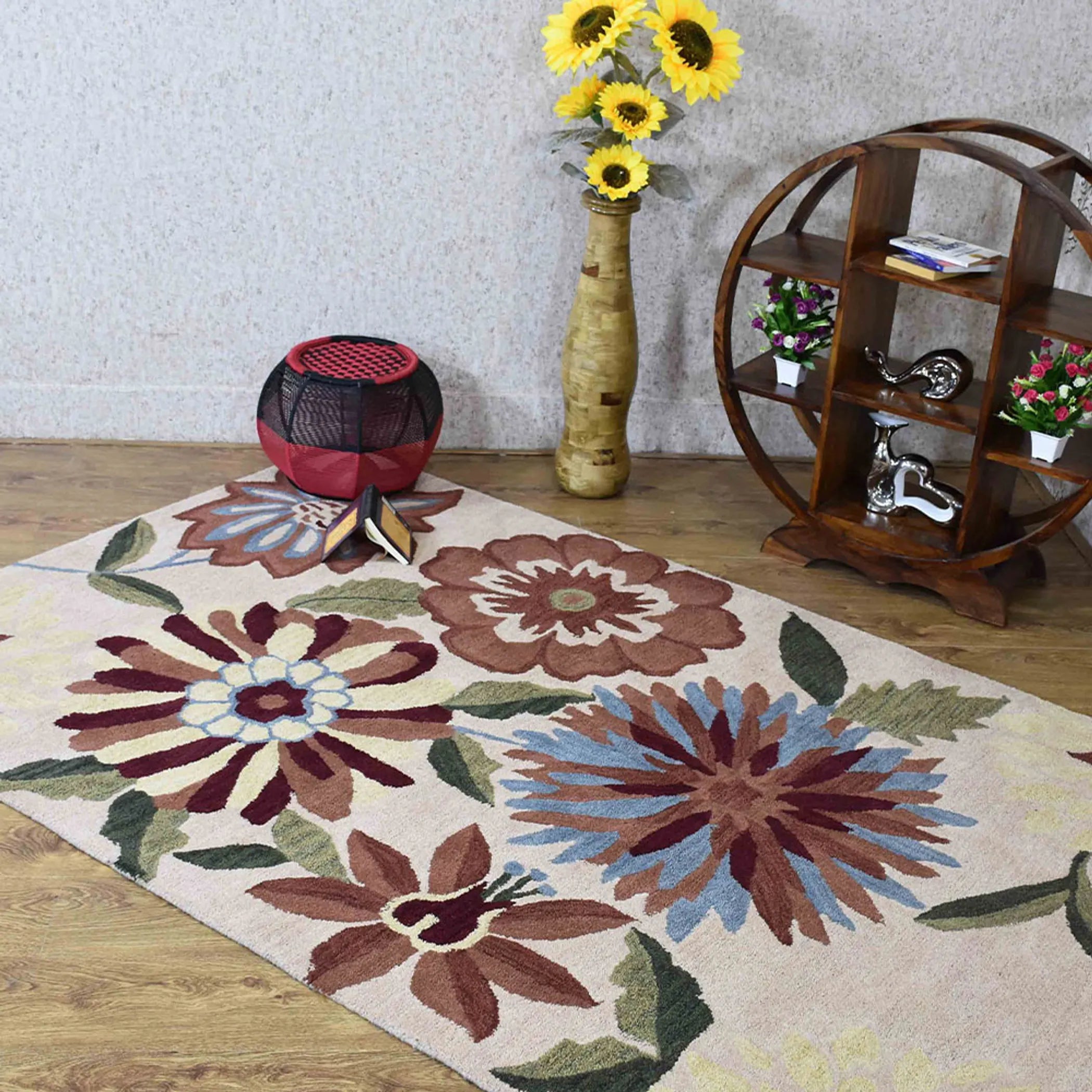 Rugsotic Carpets Hand Tufted Wool Area Rug Floral