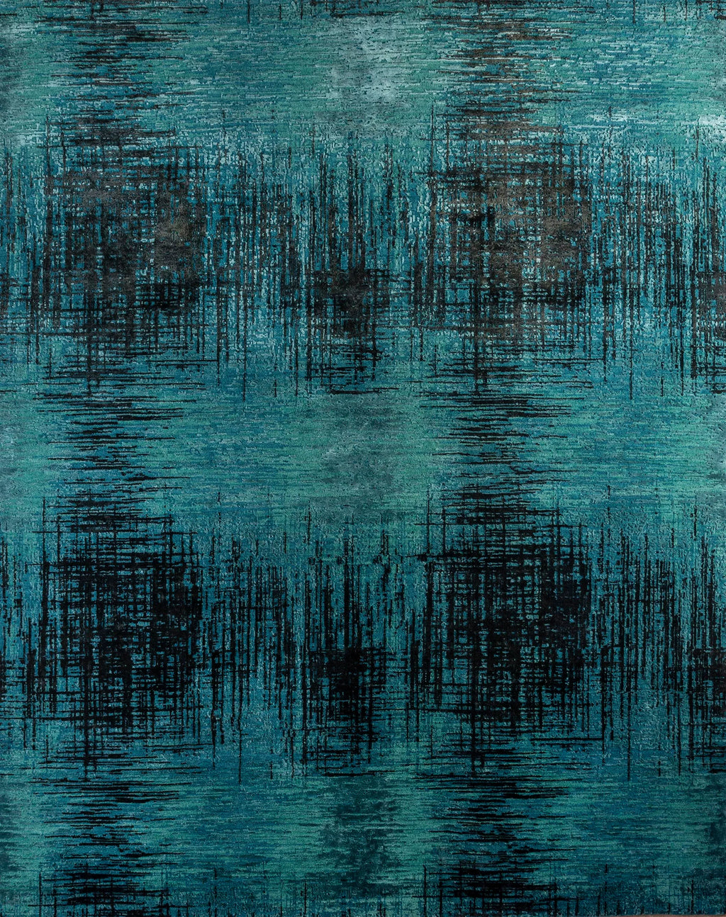 8' X 10' Blue Abstract Hand Knotted Area Rug