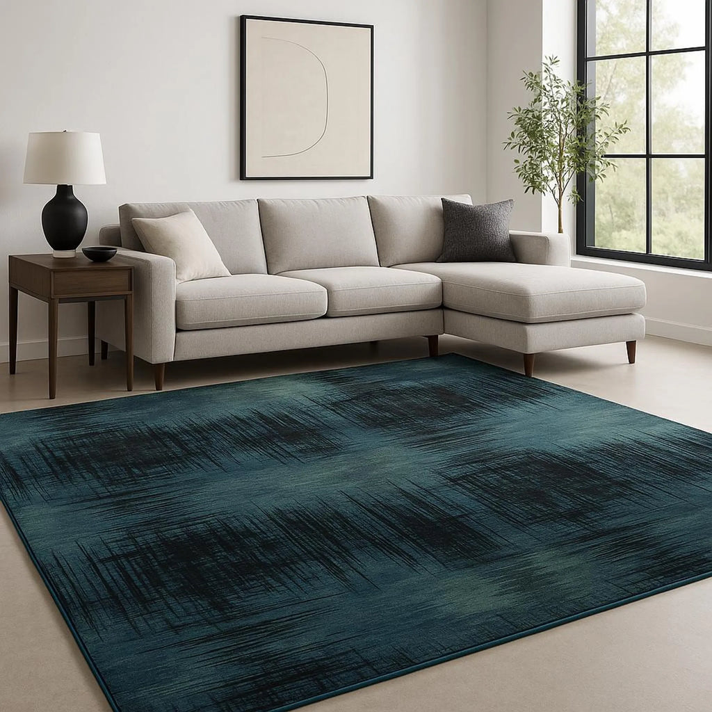 8' X 10' Blue Abstract Hand Knotted Area Rug