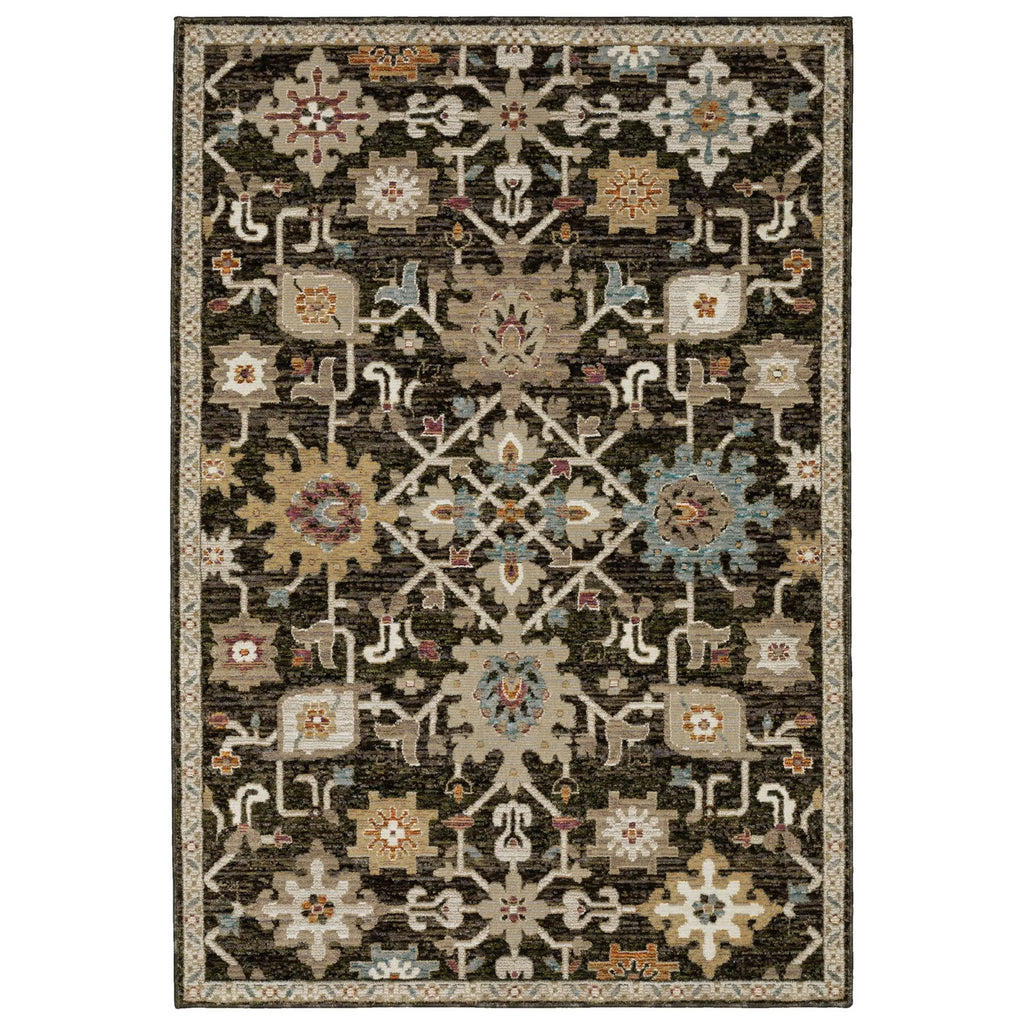 3' X 5' Brown Black And Tan Oriental Area Rug